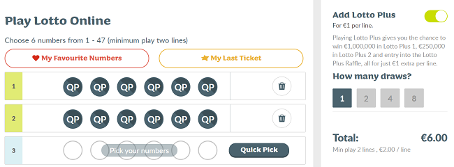 online lotto ticket for irish lotto